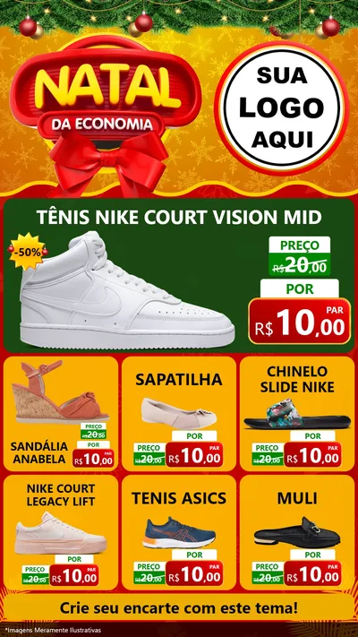 Modelo de Rede Social para Stories com o tema Natal da Economia para Calçados