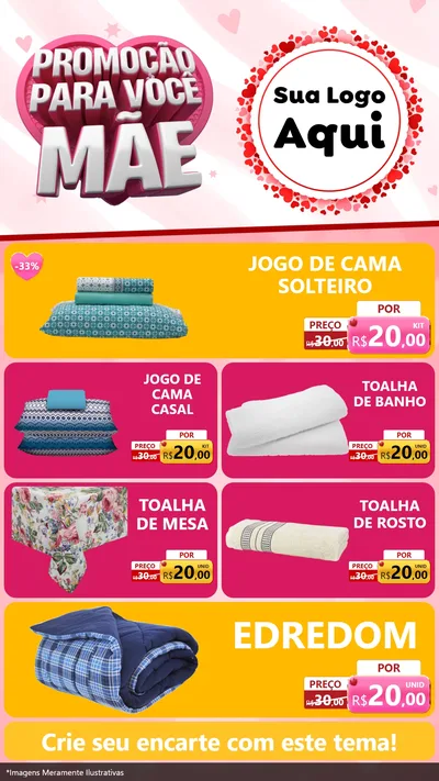Modelo de TV para TV Vertical com o tema Promoção Para Você Mãe para Cama, Mesa e Banho