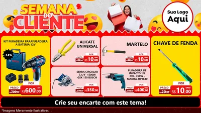 Modelo de TV para TV Horizontal com o tema Semana do Cliente para Maquinas e Ferramentas