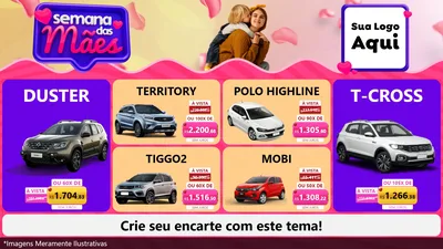 Modelo de TV para TV Horizontal com o tema Semana das Mães para Concessionaria de Carros