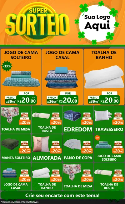Modelo de Encarte para Encarte Grande com o tema Super Sorteio para Cama, Mesa e Banho