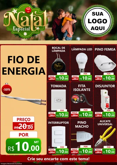 Modelo de Encarte para Encarte A4 Vertical com o tema Natal Especial para Materiais Elétricos