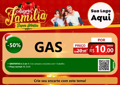 Modelo de Cartaz para Cartaz A4 Horizontal com o tema Alegria em Família Super Ofertas - Natal para Água e gás