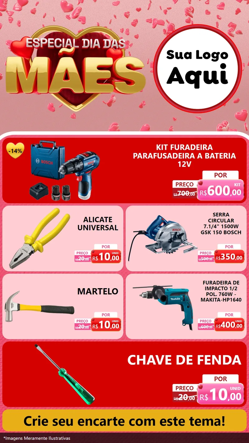 Modelo de TV para TV Vertical com o tema Especial Dia Das Mães para Maquinas e Ferramentas