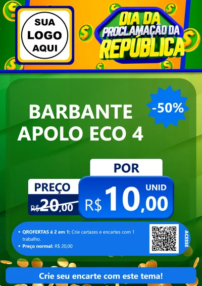 Modelo de Cartaz para Cartaz A4 Vertical com o tema Dia Da Proclamação da República para Armarinho e Aviamentos