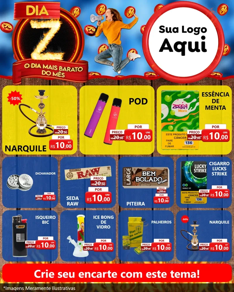 Modelo de Rede Social para Feed Instagram com o tema Dia Z - O Dia Mais Barato Do Mês para Tabacaria