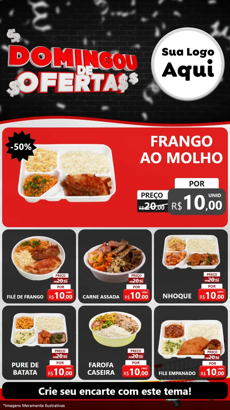 Modelo de Rede Social para Stories com o tema Domingou de Ofertas para Restaurante