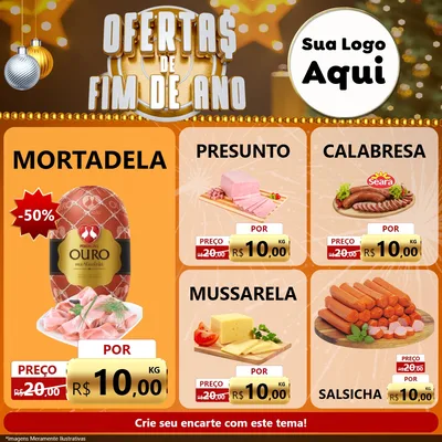 Modelo de Rede Social para Feed Facebook com o tema Ofertas de Fim de Ano para Frios e Laticínios
