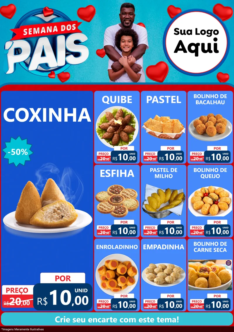 Modelo de Encarte para Encarte A4 Vertical com o tema Semana Dos Pais para Salgadaria