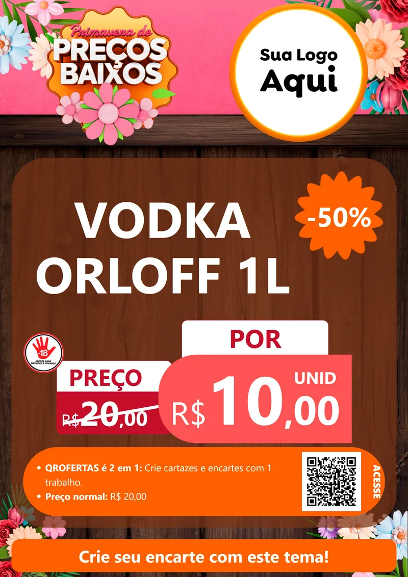 Modelo de Cartaz para Cartaz A4 Vertical com o tema Primavera de Preços Baixos para Distribuidora de bebidas