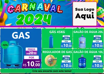 Modelo de Encarte para Encarte A4 Horizontal com o tema Carnaval 2027 para Água e gás