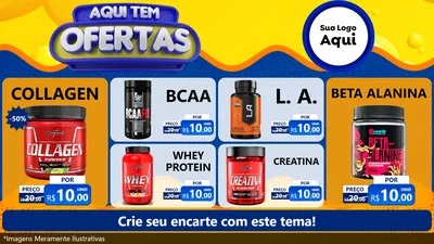 Modelo de TV para TV Horizontal com o tema Aqui Tem Ofertas para Suplementos alimentares