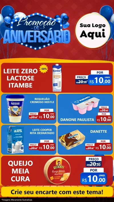 Modelo de TV para TV Vertical com o tema Promoção de Aniversário para Frios e Laticínios