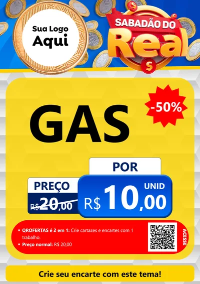 Modelo de Cartaz para Cartaz A4 Vertical com o tema Sabadão do Real para Água e gás