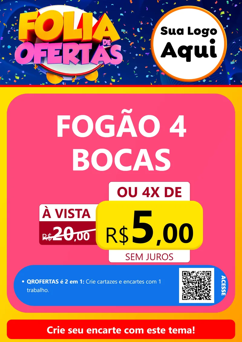 Modelo de Cartaz para Cartaz A4 Vertical com o tema Folia de Ofertas para Móveis e Eletro