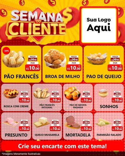 Modelo de Rede Social para Feed Instagram com o tema Semana do Cliente para Padaria