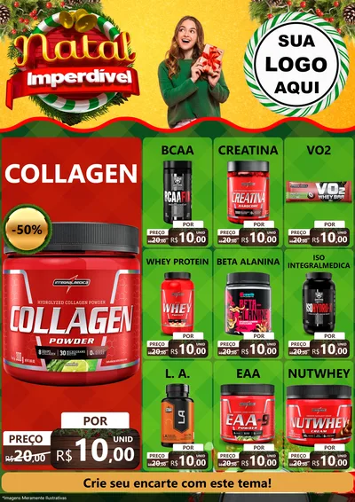 Modelo de Encarte para Encarte A4 Vertical com o tema Natal Imperdível para Suplementos alimentares