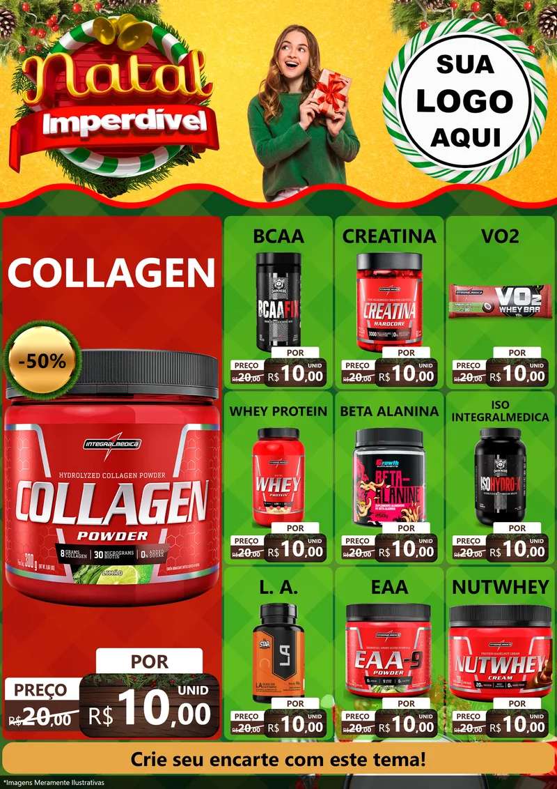 Modelo de Encarte para Encarte A4 Vertical com o tema Natal Imperdível para Suplementos alimentares