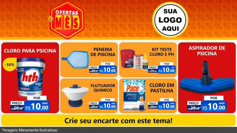 Modelo de TV para TV Horizontal com o tema Ofertas do Mês para Produtos para Piscina