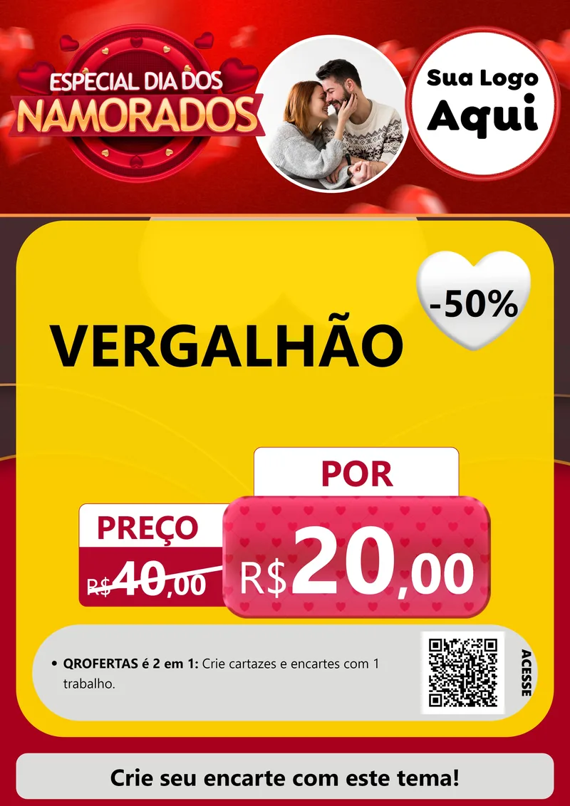 Modelo de Cartaz para Cartaz A4 Vertical com o tema Especial Dia Dos Namorados para Ferragens
