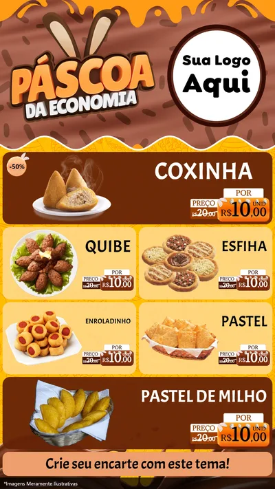 Modelo de TV para TV Vertical com o tema Páscoa da Economia para Salgadaria