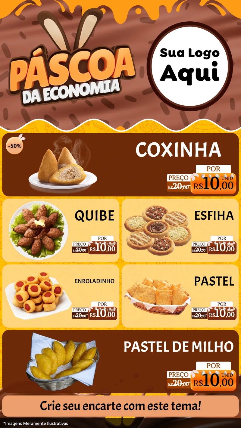 Modelo de TV para TV Vertical com o tema Páscoa da Economia para Salgadaria