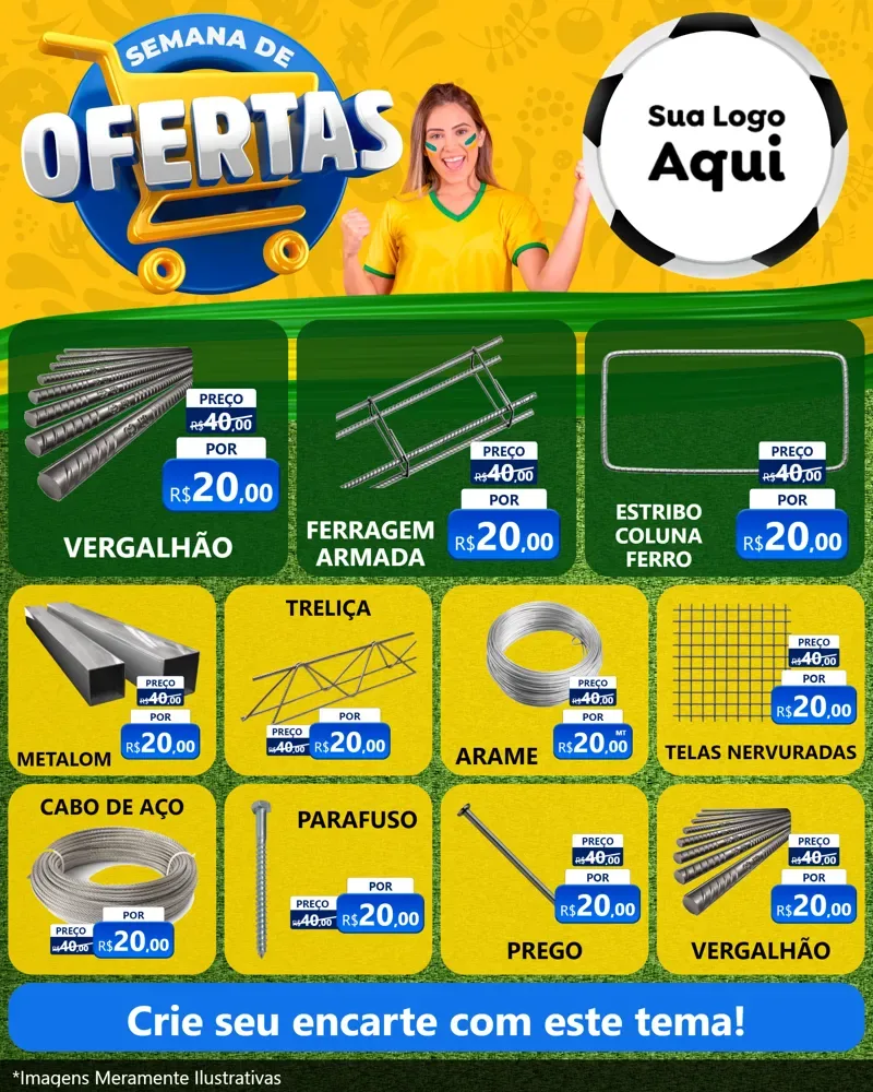 Modelo de Rede Social para Feed Instagram com o tema Semana de Ofertas - Copa para Ferragens