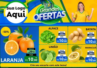 Modelo de Encarte para Encarte A4 Horizontal com o tema Grandes Ofertas para Hortifrúti