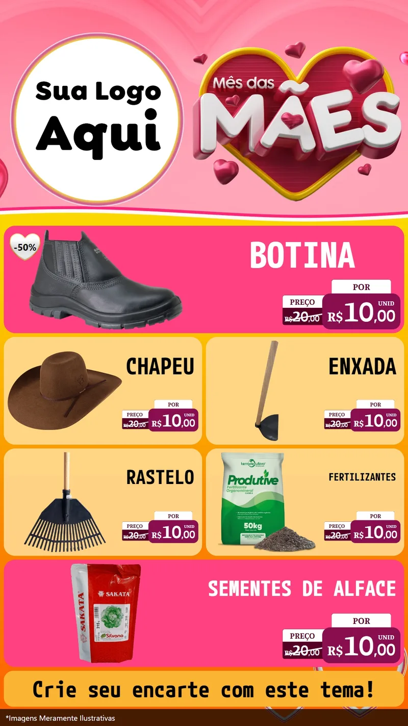 Modelo de TV para TV Vertical com o tema Mês das Mães para Agropecuária