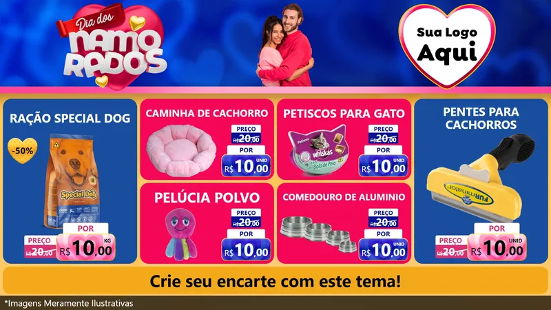 Modelo de TV para TV Horizontal com o tema Dia dos namorados para Pet Shop
