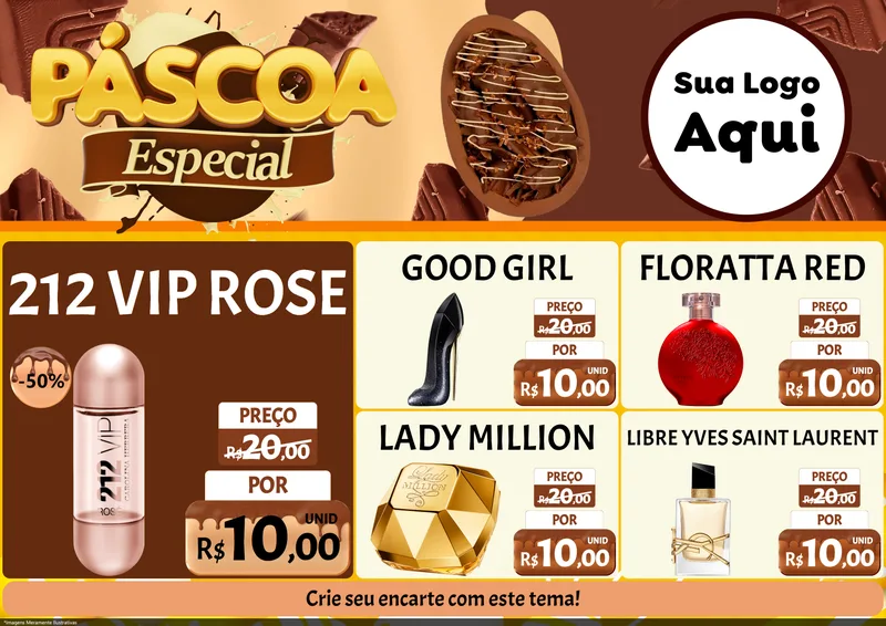 Modelo de Encarte para Encarte A4 Horizontal com o tema Páscoa Especial para Perfumes