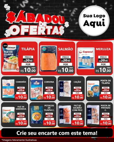 Modelo de Rede Social para Feed Instagram com o tema Sabadou de Ofertas para Peixaria