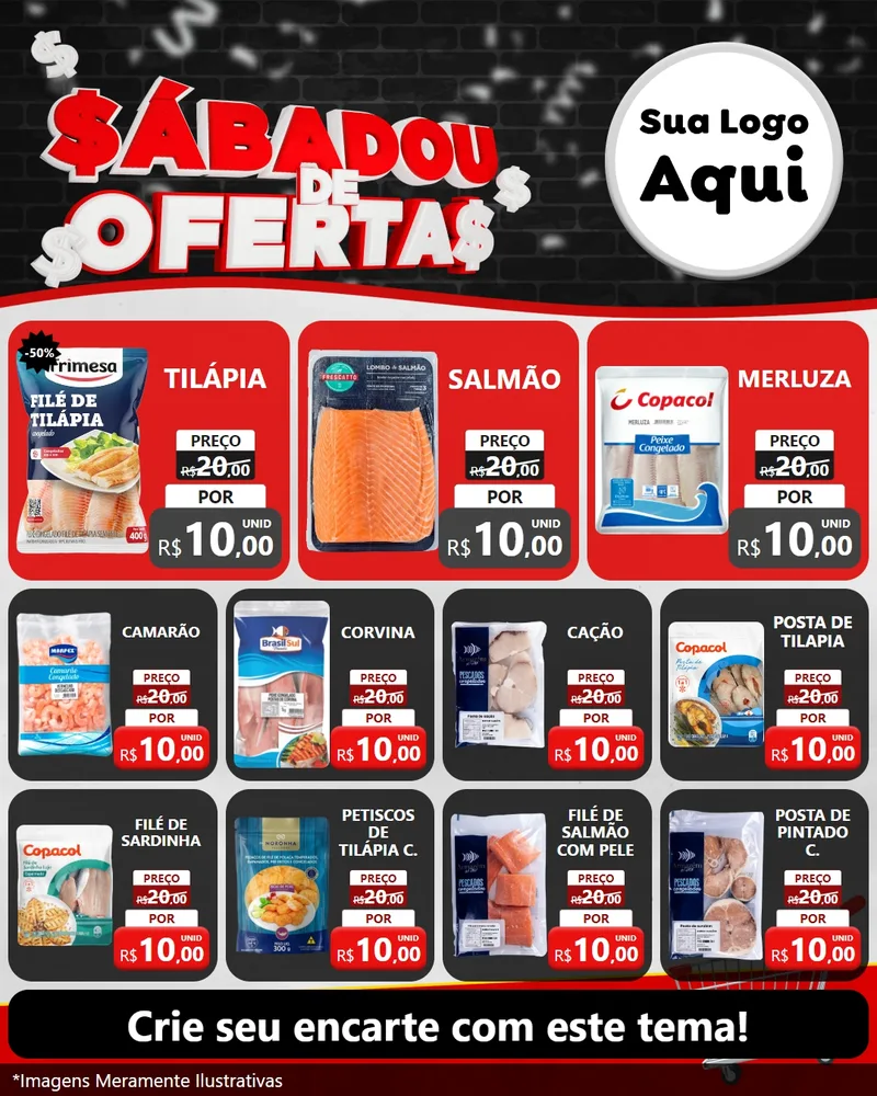 Modelo de Rede Social para Feed Instagram com o tema Sabadou de Ofertas para Peixaria