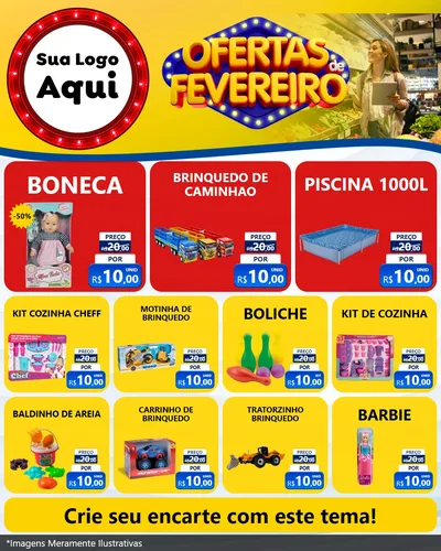 Modelo de Rede Social para Feed Instagram com o tema Ofertas de Fevereiro para Brinquedos