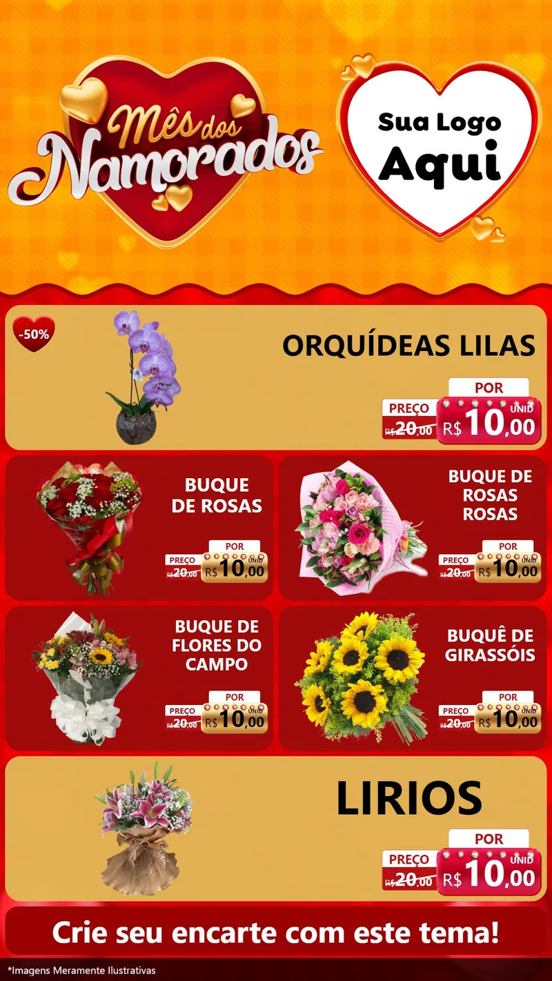 Modelo de TV para TV Vertical com o tema Mês dos Namorados para Floricultura e jardim