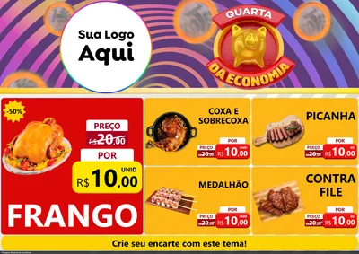 Modelo de Encarte para Encarte A4 Horizontal com o tema Quarta da Economia para Assados