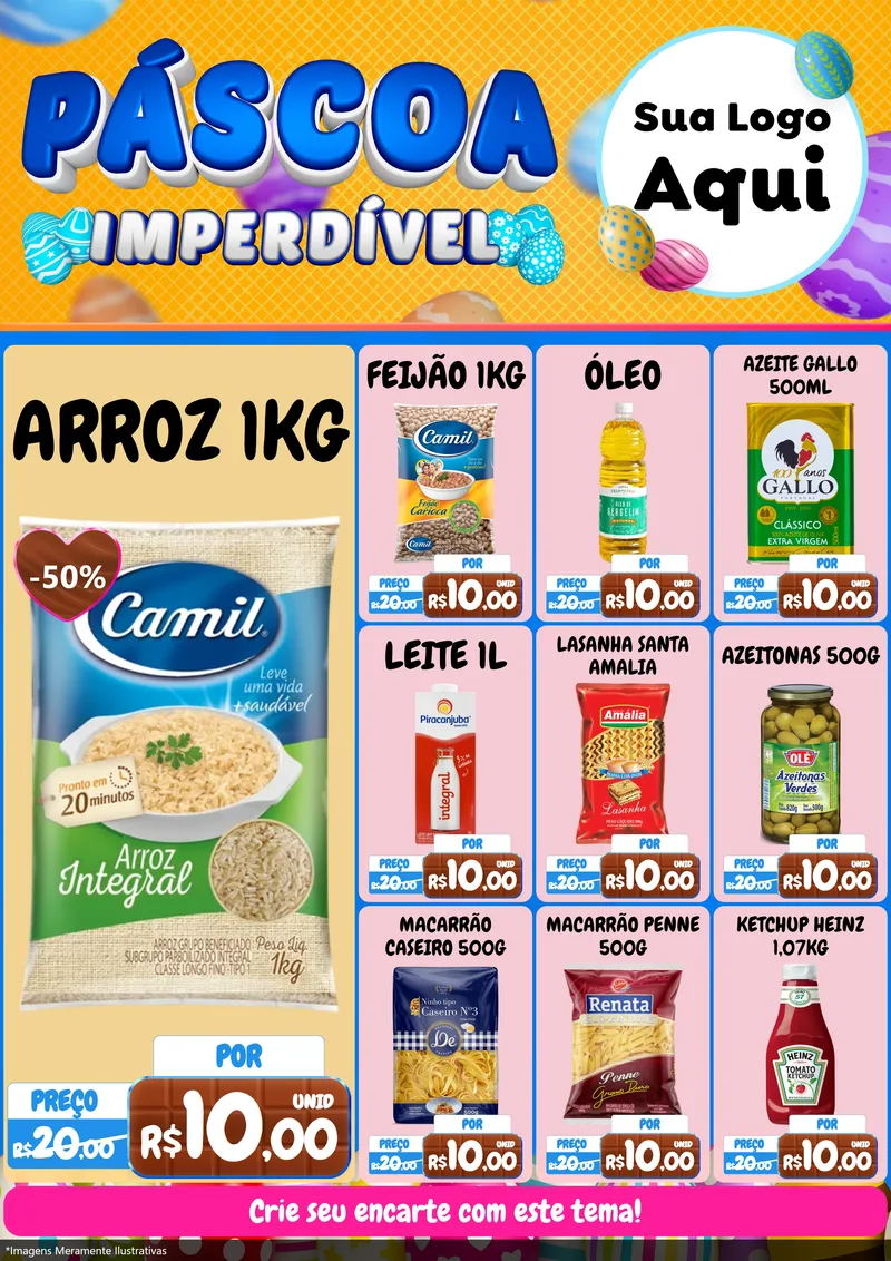 Modelo de Encarte para Encarte A4 Vertical com o tema Páscoa Imperdível para Supermercado