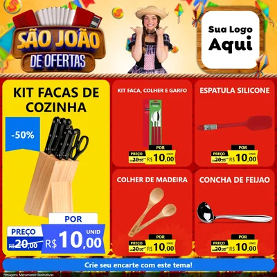 Modelo de Rede Social para Feed Facebook com o tema São João de Ofertas para Utilidades Domésticas