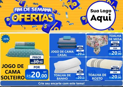 Modelo de Encarte para Encarte A4 Horizontal com o tema Fim de Semana de Ofertas para Cama, Mesa e Banho