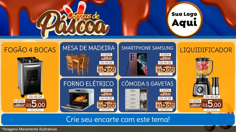 Modelo de TV para TV Horizontal com o tema Ofertas de Páscoa para Móveis e Eletro