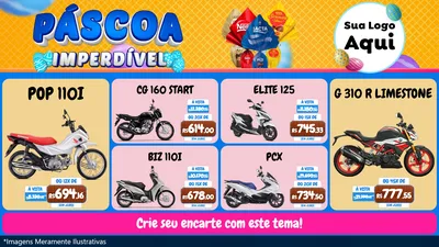 Modelo de TV para TV Horizontal com o tema Páscoa Imperdível para Concessionaria de Motos