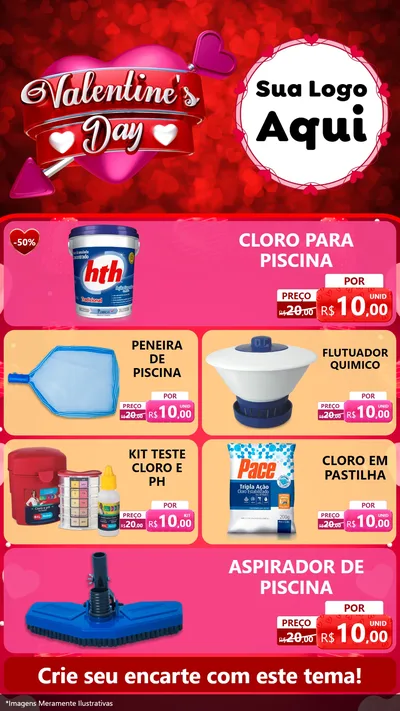 Modelo de TV para TV Vertical com o tema Valentine's Day para Produtos para Piscina