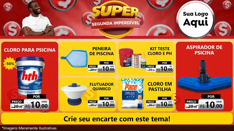 Modelo de TV para TV Horizontal com o tema Super Segunda Imperdível para Produtos para Piscina