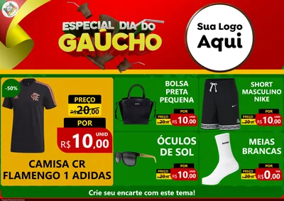 Modelo de Encarte para Encarte A4 Horizontal com o tema Especial Dia do Gaúcho para Roupas e acessórios