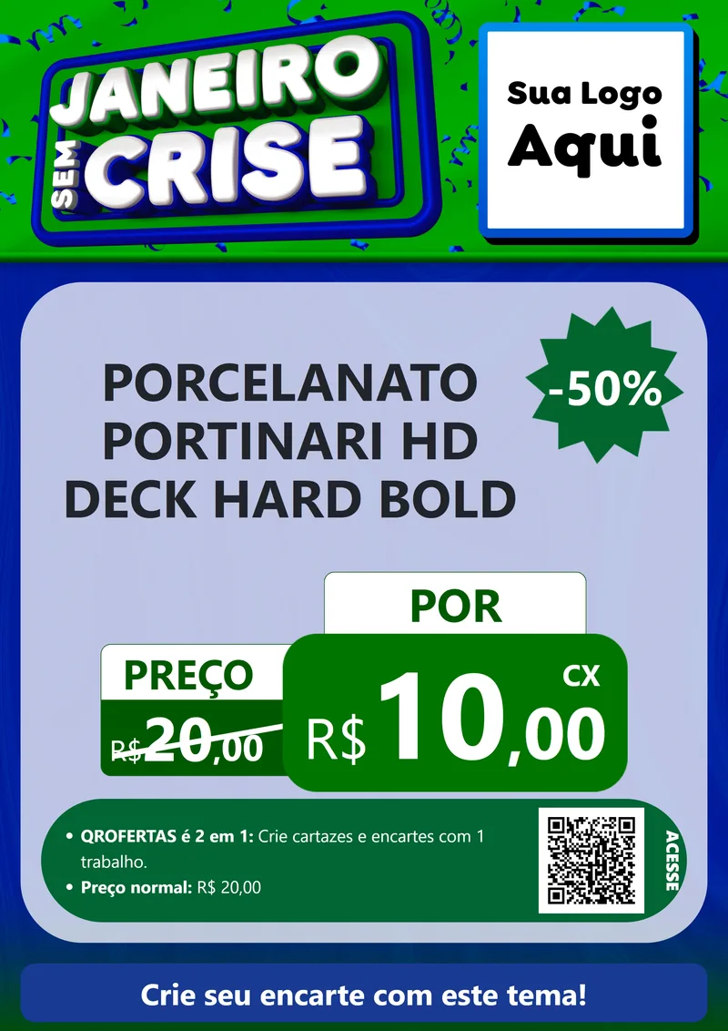 Modelo de Cartaz para Cartaz A4 Vertical com o tema Janeiro Sem Crise para Pisos e revestimentos