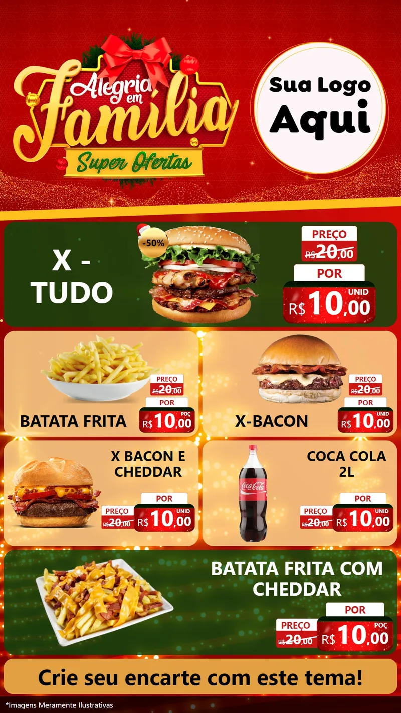 Modelo de TV para TV Vertical com o tema Alegria em Família Super Ofertas - Natal para Hamburgueria