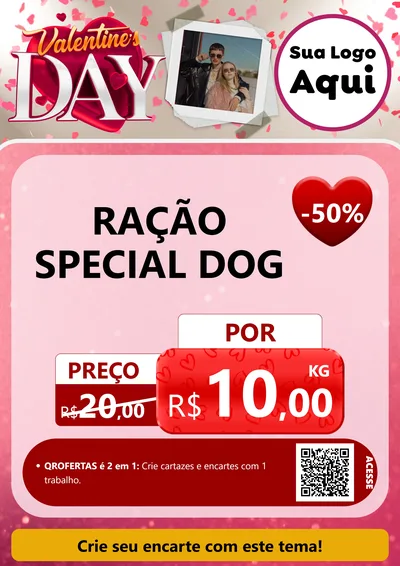 Modelo de Cartaz para Cartaz A4 Vertical com o tema Valentine's Day para Pet Shop