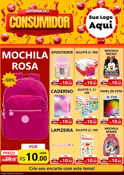 Modelo de Encarte para Encarte A4 Vertical com o tema Semana do Consumidor para Papelaria