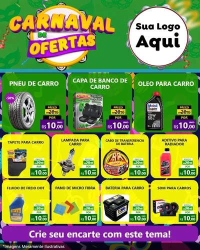 Modelo de Rede Social para Feed Instagram com o tema Carnaval de Ofertas para Auto peças