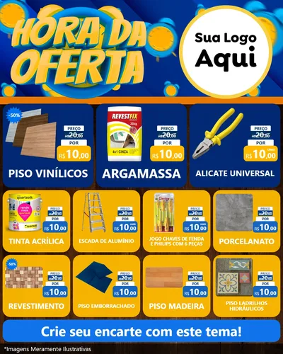 Modelo de Rede Social para Feed Instagram com o tema Hora da Oferta para Material para Construção